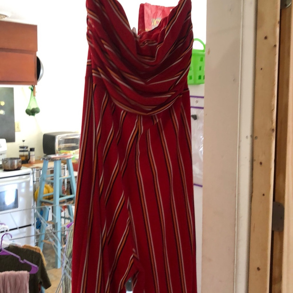 Red pants suit